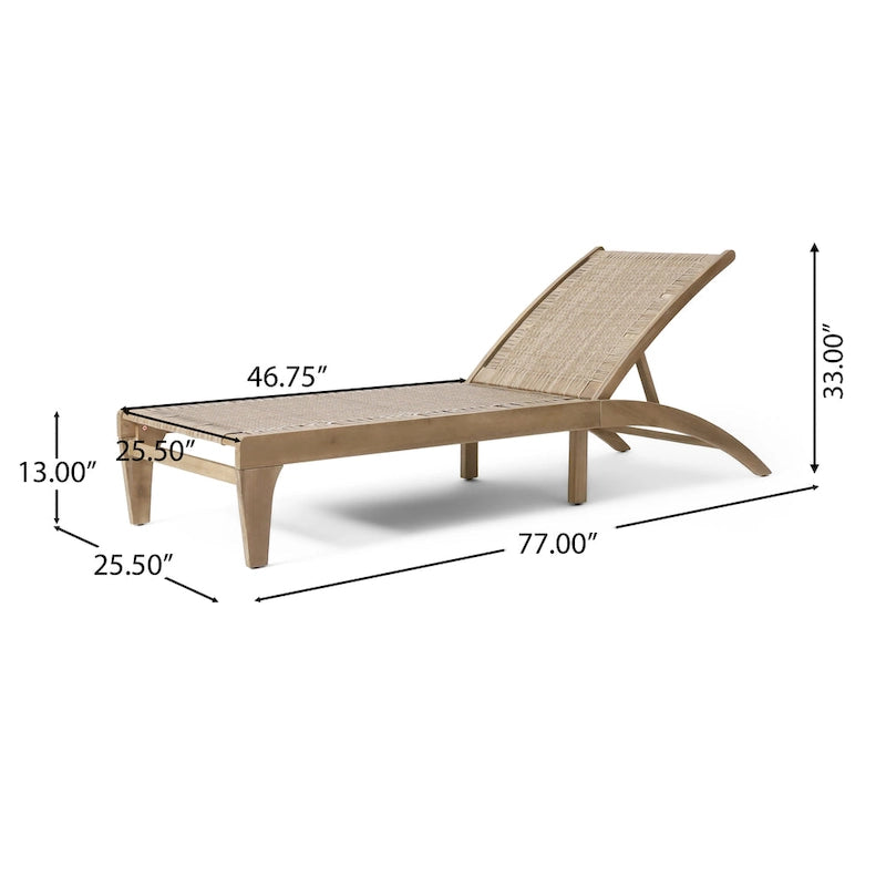 Chaise longue Benfield en bois d'acacia et osier plat par Christopher Knight Home