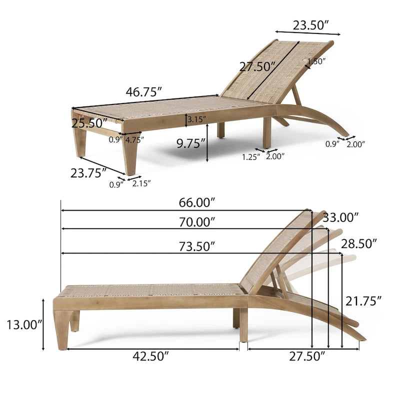Chaise longue Benfield en bois d'acacia et osier plat par Christopher Knight Home