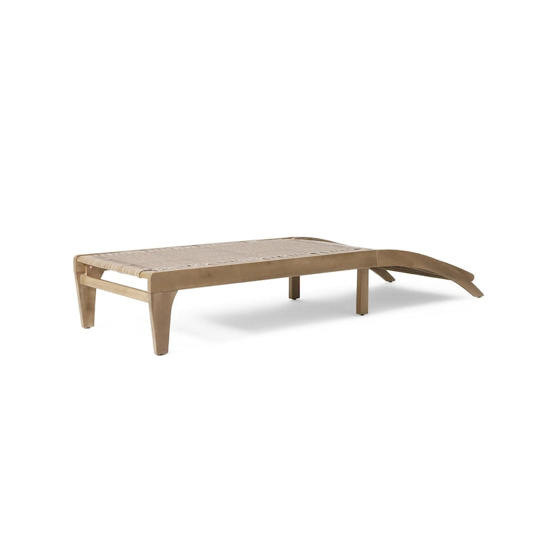 Chaise longue Benfield en bois d'acacia et osier plat par Christopher Knight Home