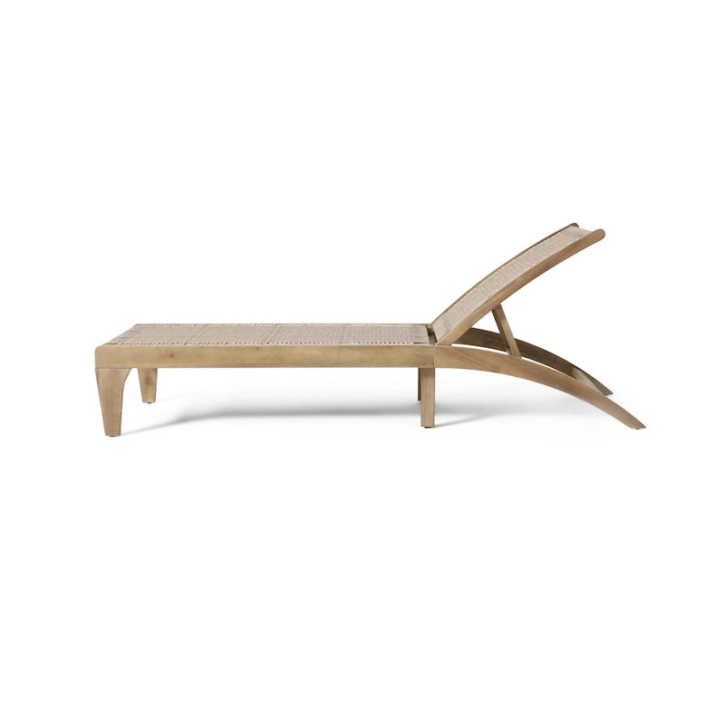 Chaise longue Benfield en bois d'acacia et osier plat par Christopher Knight Home