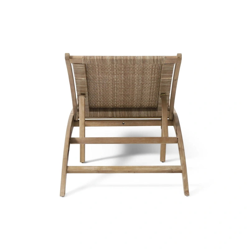 Chaise longue Benfield en bois d'acacia et osier plat par Christopher Knight Home