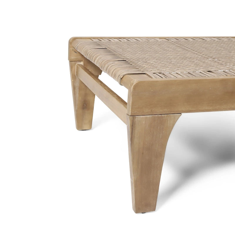Chaise longue Benfield en bois d'acacia et osier plat par Christopher Knight Home