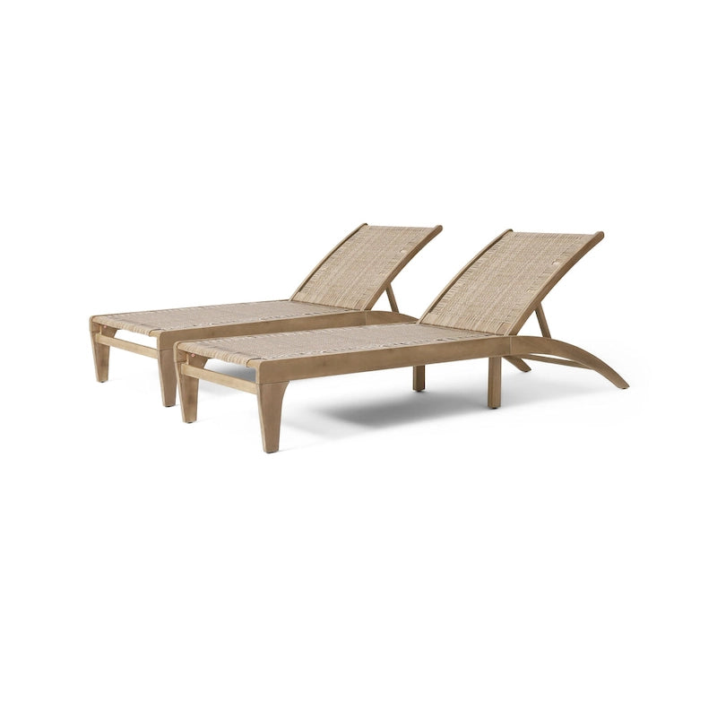 Chaise longue Benfield en bois d'acacia et osier plat par Christopher Knight Home