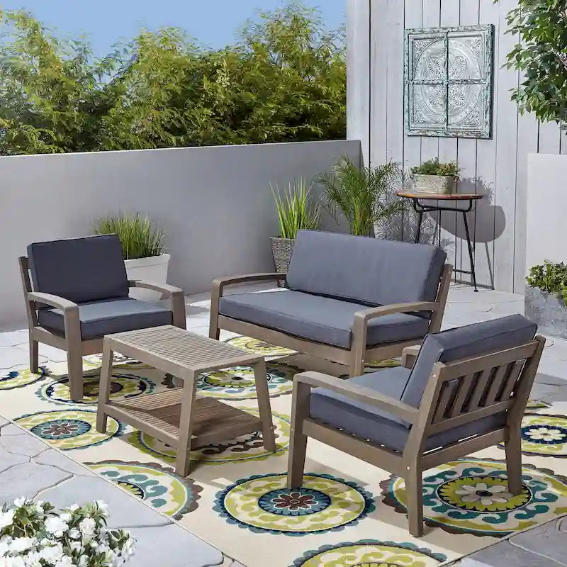 Ensemble de conversation d'extérieur 4 pièces en bois Grenada par Christopher Knight Home