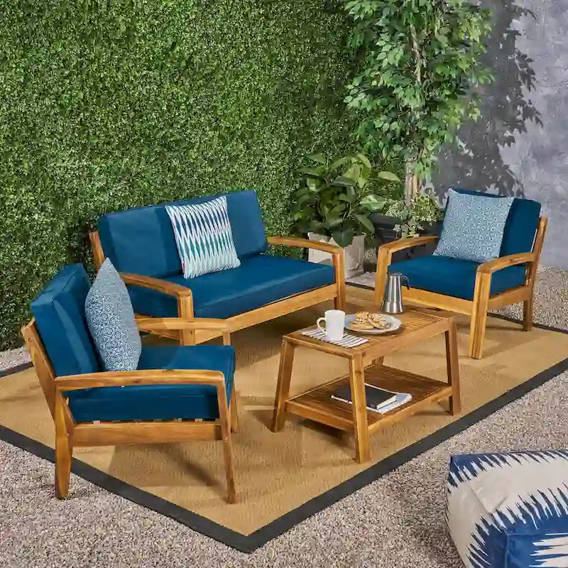 Ensemble de conversation d'extérieur 4 pièces en bois Grenada par Christopher Knight Home