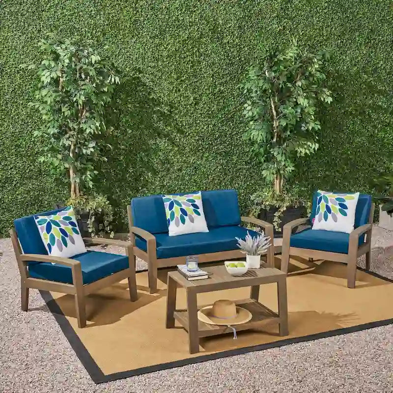 Ensemble de conversation d'extérieur 4 pièces en bois Grenada par Christopher Knight Home