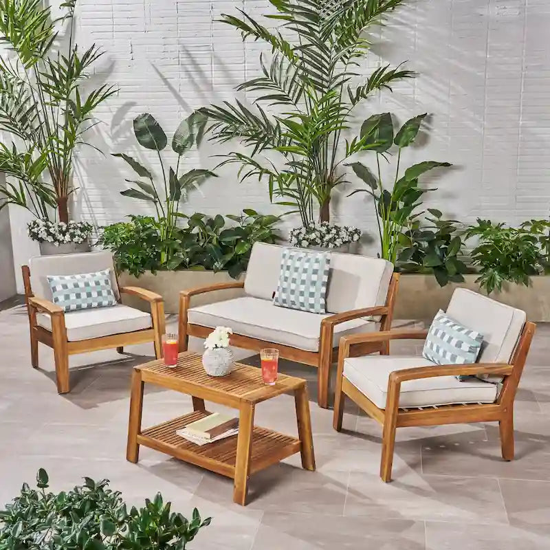 Ensemble de conversation d'extérieur 4 pièces en bois Grenada par Christopher Knight Home