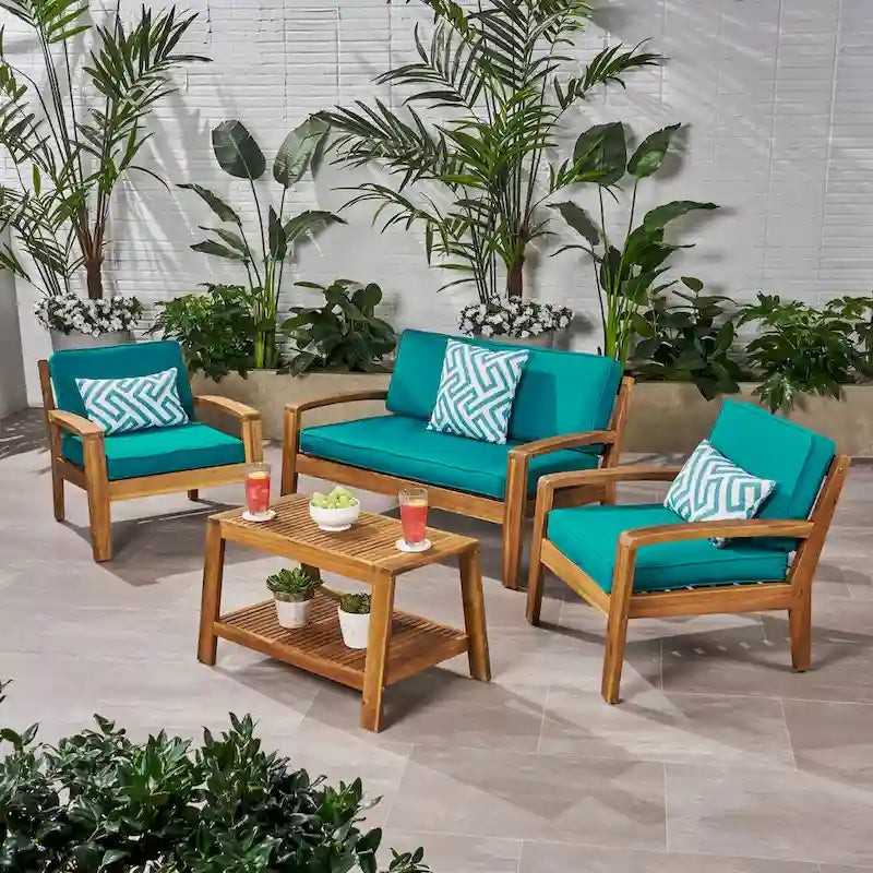 Ensemble de conversation d'extérieur 4 pièces en bois Grenada par Christopher Knight Home