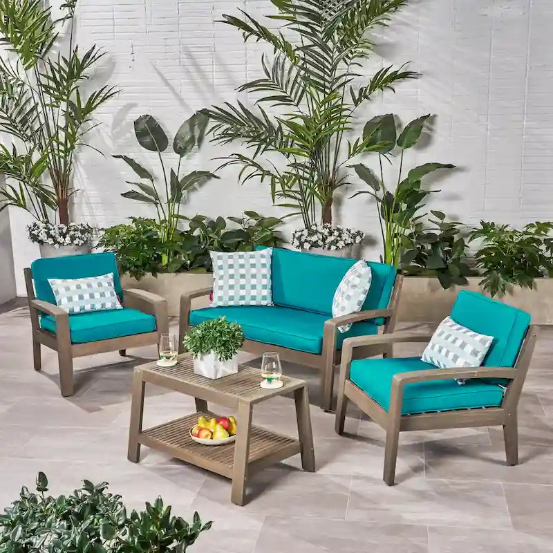 Ensemble de conversation d'extérieur 4 pièces en bois Grenada par Christopher Knight Home
