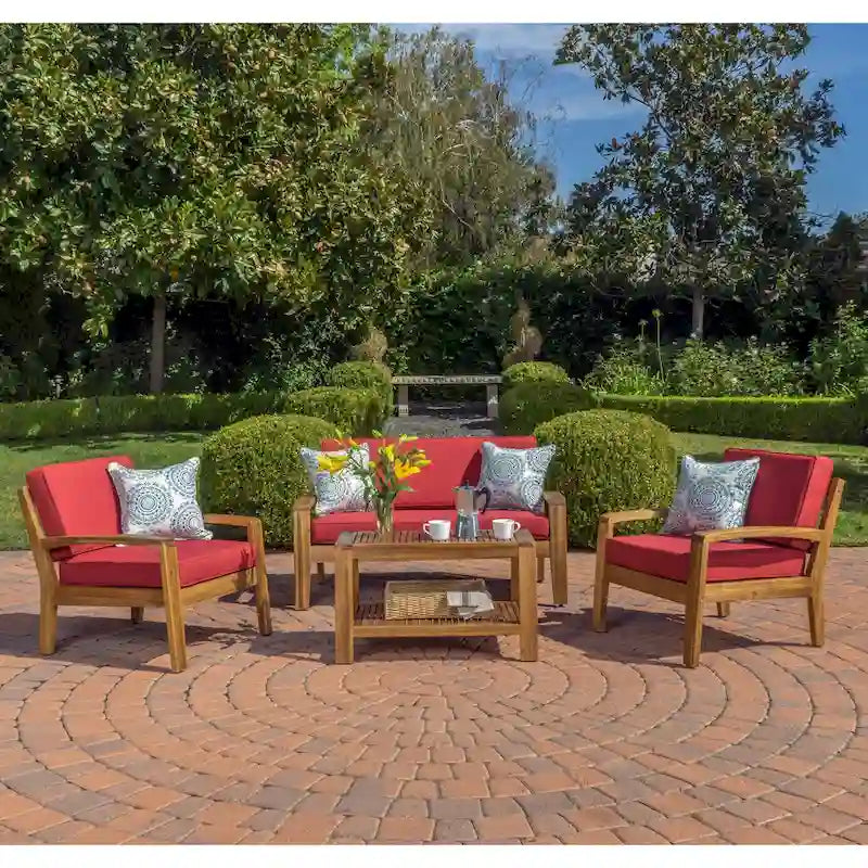 Ensemble de conversation d'extérieur 4 pièces en bois Grenada par Christopher Knight Home