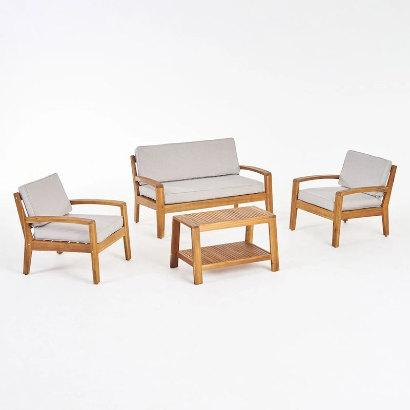 Ensemble de conversation d'extérieur 4 pièces en bois Grenada par Christopher Knight Home