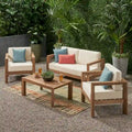 Genser Outdoor 4-piece Acacia Wood Chat Set by Christopher Knight Home