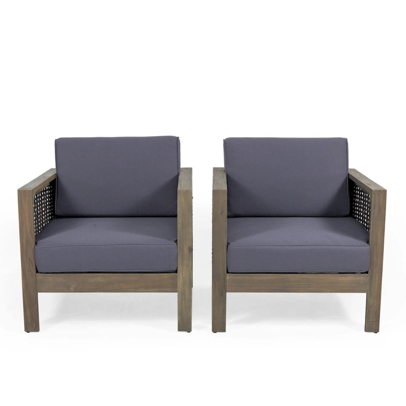 Fauteuil de jardin Linwood en bois d'acacia avec accents en osier (lot de 2) par Christopher Knight Home