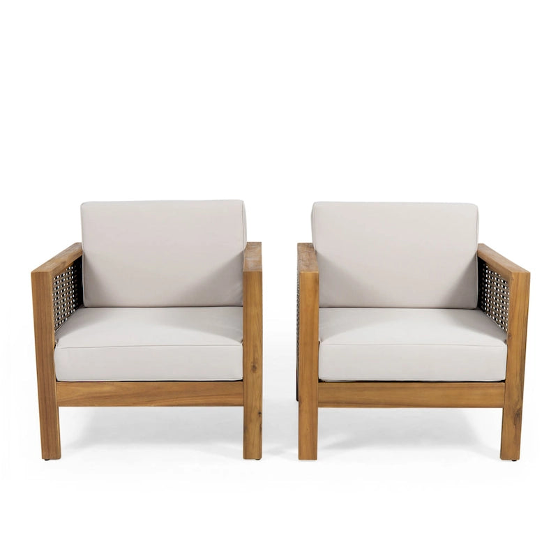 Fauteuil de jardin Linwood en bois d'acacia avec accents en osier (lot de 2) par Christopher Knight Home