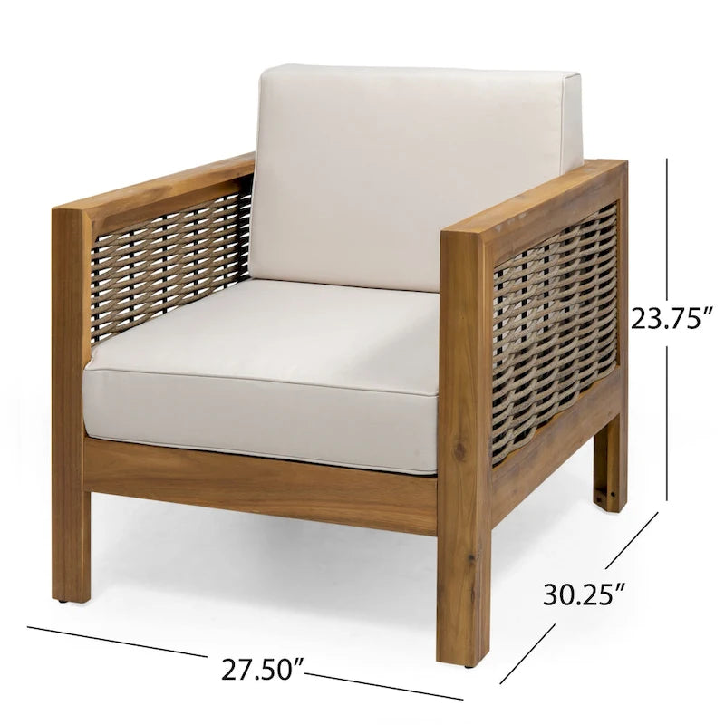 Fauteuil de jardin Linwood en bois d'acacia avec accents en osier (lot de 2) par Christopher Knight Home