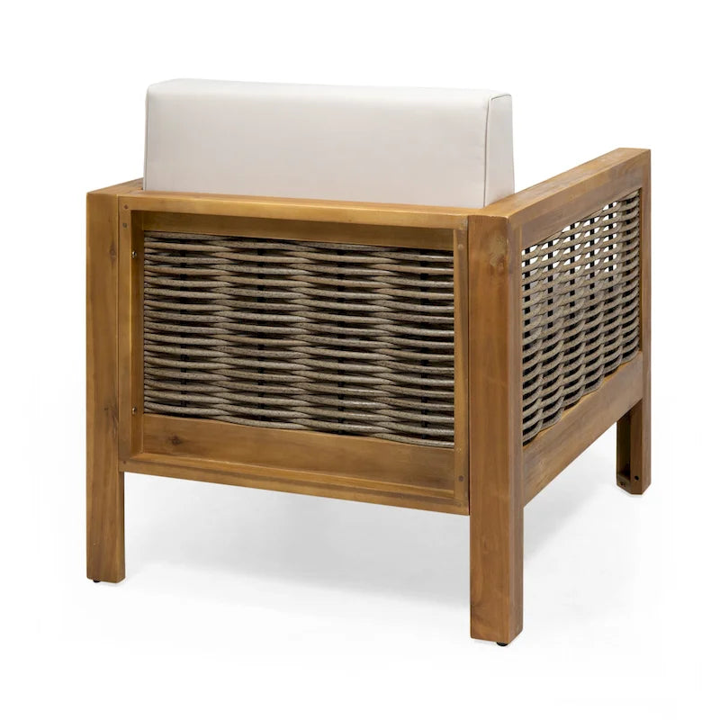 Fauteuil de jardin Linwood en bois d'acacia avec accents en osier (lot de 2) par Christopher Knight Home