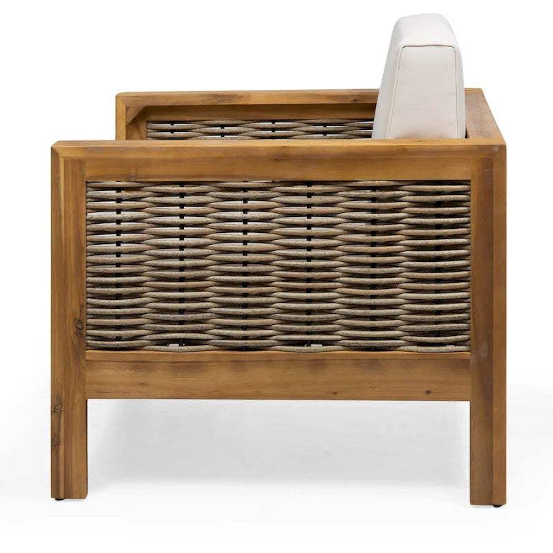 Fauteuil de jardin Linwood en bois d'acacia avec accents en osier (lot de 2) par Christopher Knight Home