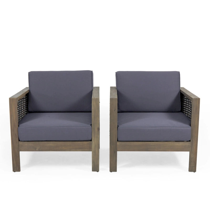 Fauteuil de jardin Linwood en bois d'acacia avec accents en osier (lot de 2) par Christopher Knight Home