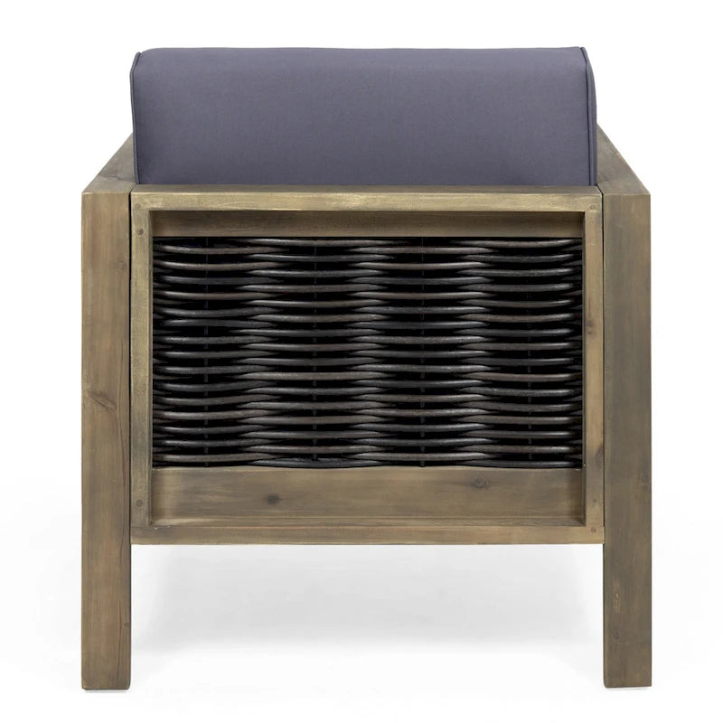 Fauteuil de jardin Linwood en bois d'acacia avec accents en osier (lot de 2) par Christopher Knight Home