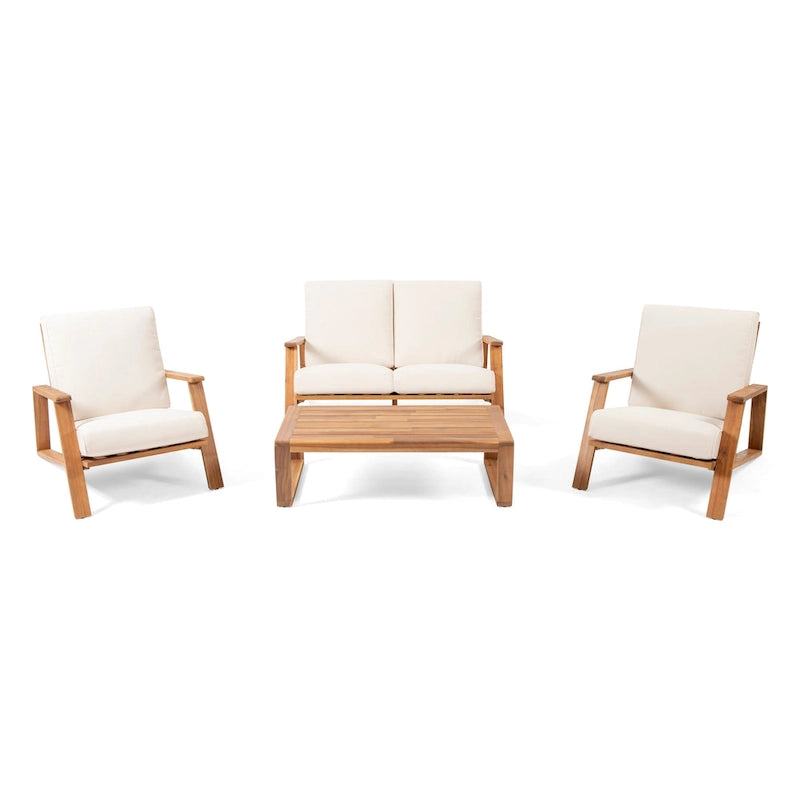 Ensemble de conversation 4 pièces rembourré en acacia Paloma par Christopher Knight Home