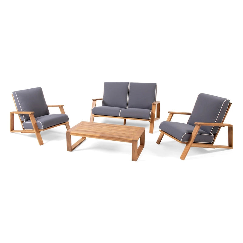 Ensemble de conversation 4 pièces rembourré en acacia Paloma par Christopher Knight Home