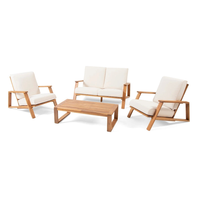 Ensemble de conversation 4 pièces rembourré en acacia Paloma par Christopher Knight Home