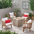 Ensemble de 4 chaises de club en bois d'acacia et de foyer Ridgeview Outdoor de Christopher Knight Home