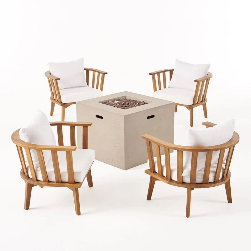 Ensemble de 4 chaises de club en bois d'acacia et de foyer Ridgeview Outdoor de Christopher Knight Home