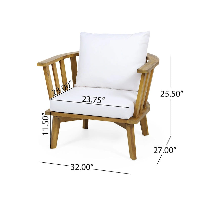 Ensemble de 4 chaises de club en bois d'acacia et de foyer Ridgeview Outdoor de Christopher Knight Home