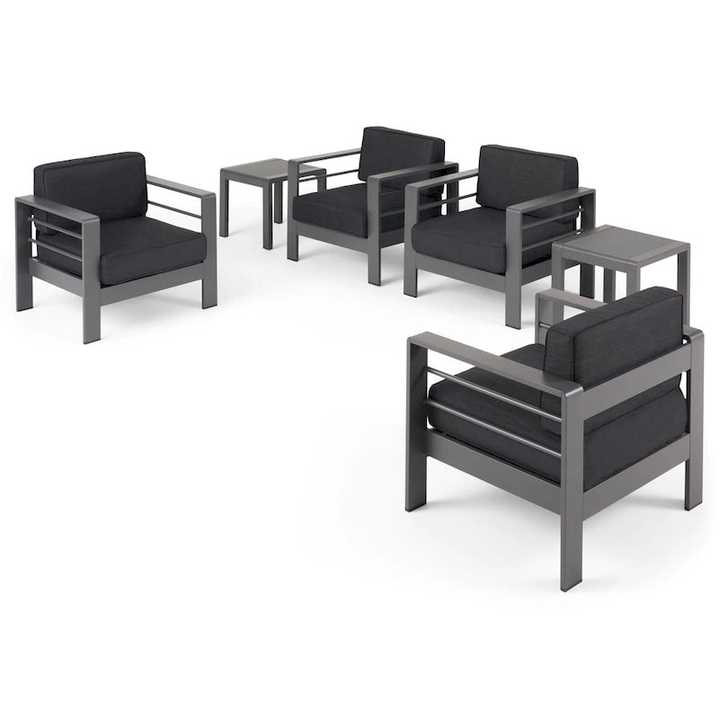 Ensemble table et chaises de club d'extérieur 4 places en aluminium Cape Coral par Christopher Knight Home