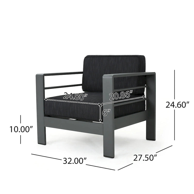 Ensemble table et chaises de club d'extérieur 4 places en aluminium Cape Coral par Christopher Knight Home