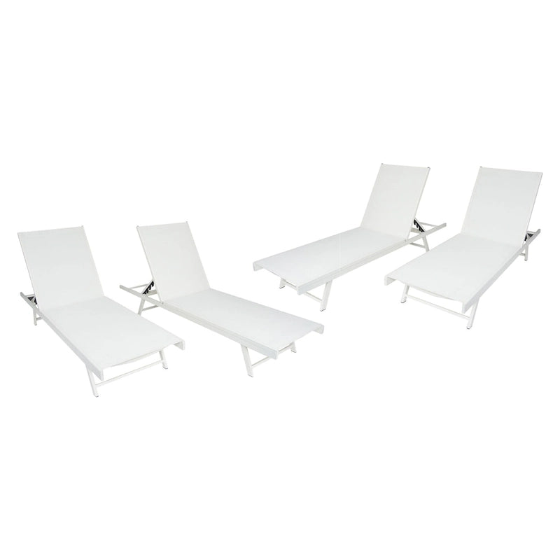 Salton Chaise longue d'extérieur en aluminium et textilène (lot de 4) par Christopher Knight Home
