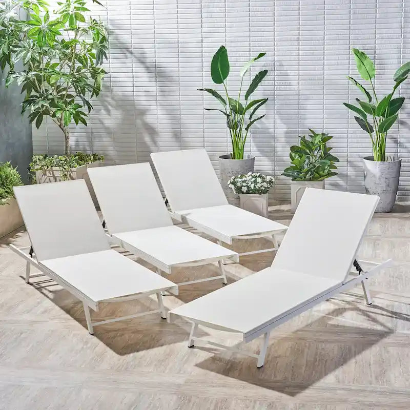 Salton Chaise longue d'extérieur en aluminium et textilène (lot de 4) par Christopher Knight Home