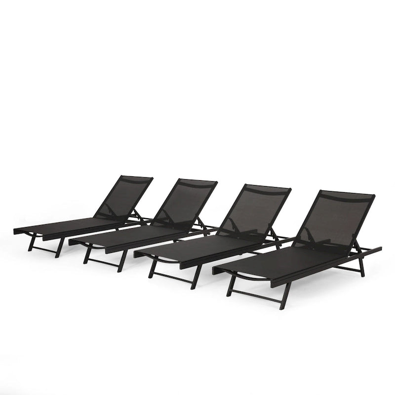 Salton Chaise longue d'extérieur en aluminium et textilène (lot de 4) par Christopher Knight Home
