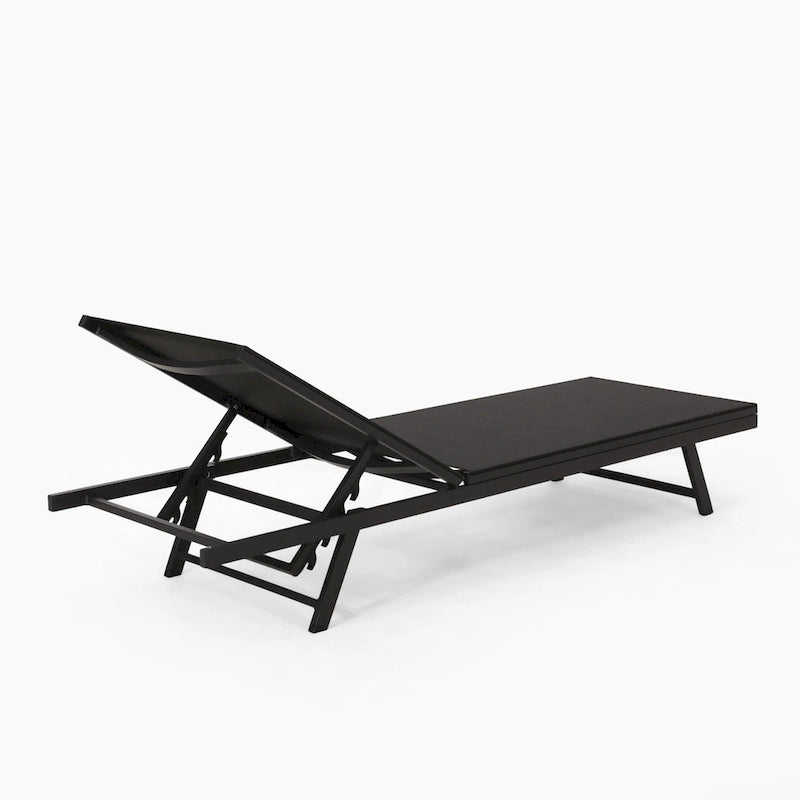 Salton Chaise longue d'extérieur en aluminium et textilène (lot de 4) par Christopher Knight Home