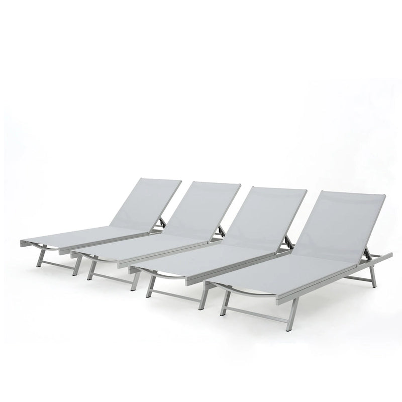 Salton Chaise longue d'extérieur en aluminium et textilène (lot de 4) par Christopher Knight Home