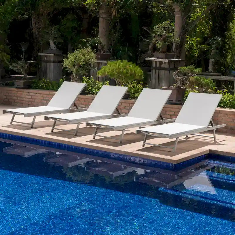 Salton Chaise longue d'extérieur en aluminium et textilène (lot de 4) par Christopher Knight Home