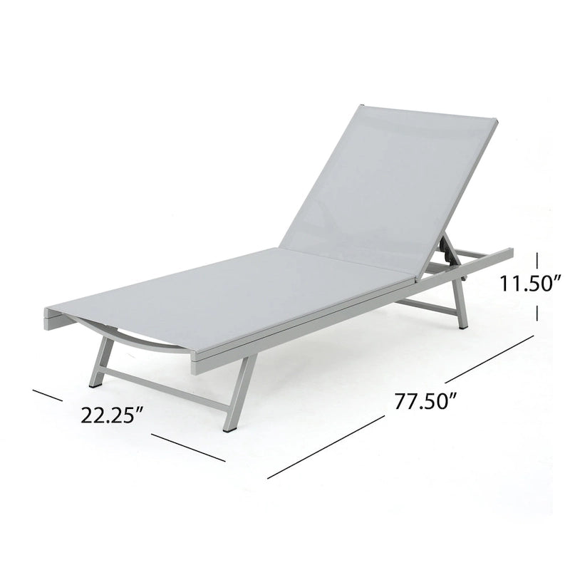 Salton Chaise longue d'extérieur en aluminium et textilène (lot de 4) par Christopher Knight Home