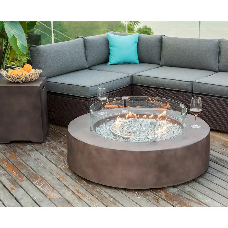 COSIEST Ensemble de salon de jardin modulable 9 pièces avec foyer extérieur