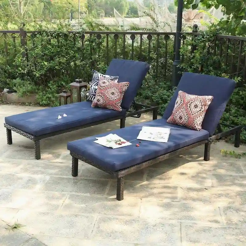 Chaises longues en osier Aiduma pour l'extérieur (lot de 2) de Havenside Home