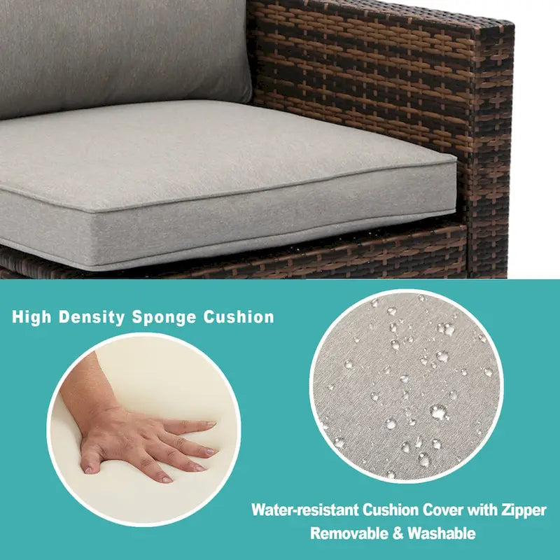 COSIEST Canapé sectionnel d'extérieur 6 pièces en osier, fauteuil avec pouf