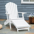 Chaise Adirondack pliante Outsunny avec repose-pieds coulissant, Chaise de foyer extérieure en bois de sapin avec repose-pieds, Fauteuil de porche à dossier en éventail