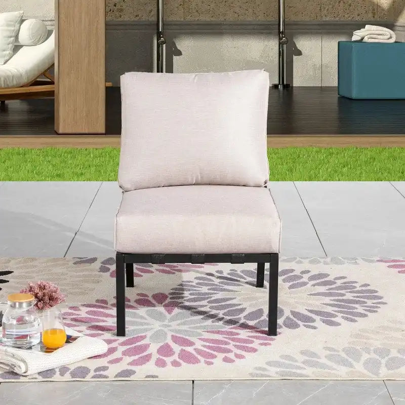 Chaise sans accoudoirs en métal avec coussins, collection Patio Festival Outdoor Wave-Arm