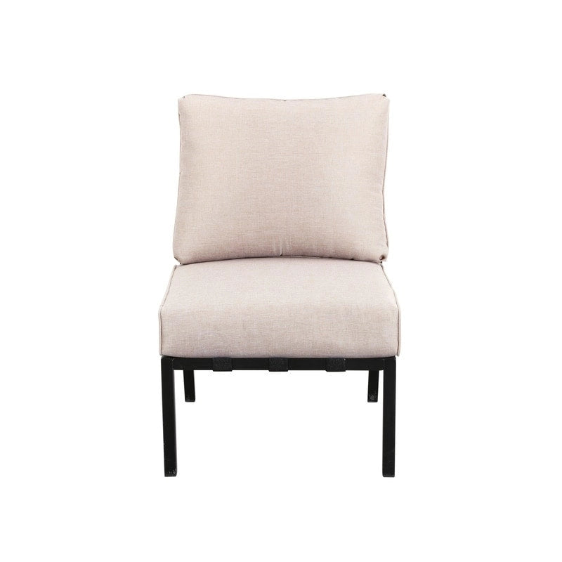 Chaise sans accoudoirs en métal avec coussins, collection Patio Festival Outdoor Wave-Arm