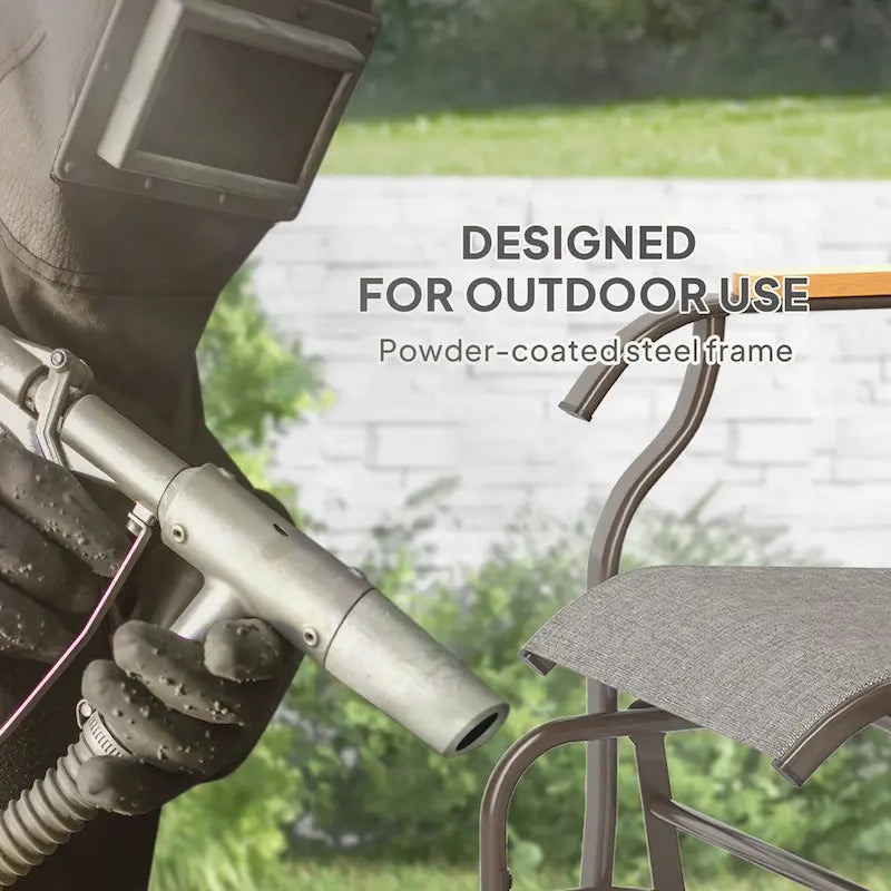 Banc planeur Outsunny 2 places d'extérieur, fauteuil balançoire de patio planeur causeuse avec maille respirante, table, cadre en acier