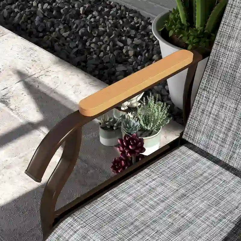 Banc planeur Outsunny 2 places d'extérieur, fauteuil balançoire de patio planeur causeuse avec maille respirante, table, cadre en acier
