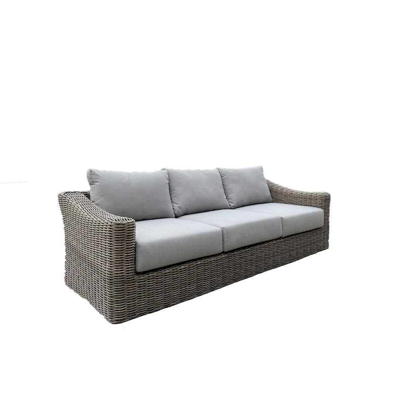Ensemble de conversation profond Tulum bicolore beige foncé avec cadre en aluminium et coussins