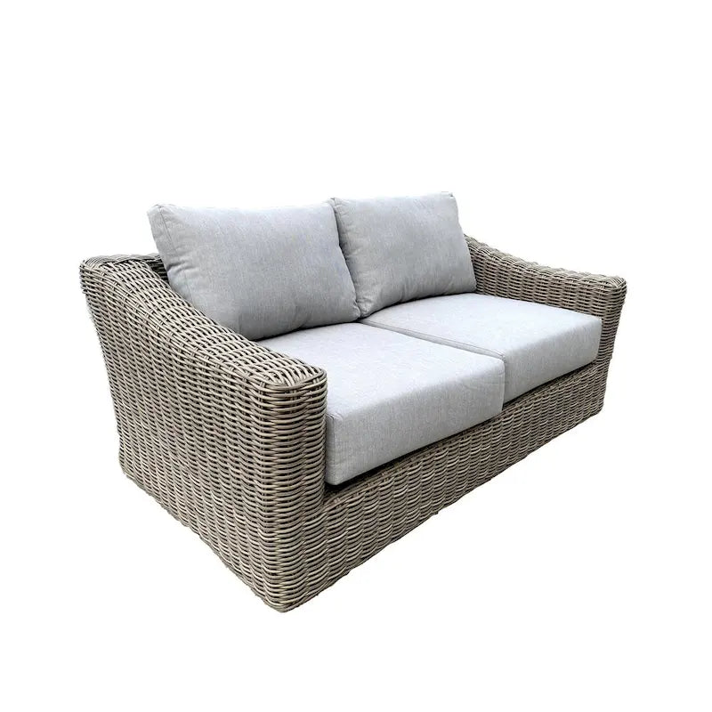 Ensemble de conversation profond Tulum bicolore beige foncé avec cadre en aluminium et coussins