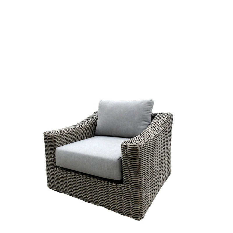 Ensemble de conversation profond Tulum bicolore beige foncé avec cadre en aluminium et coussins