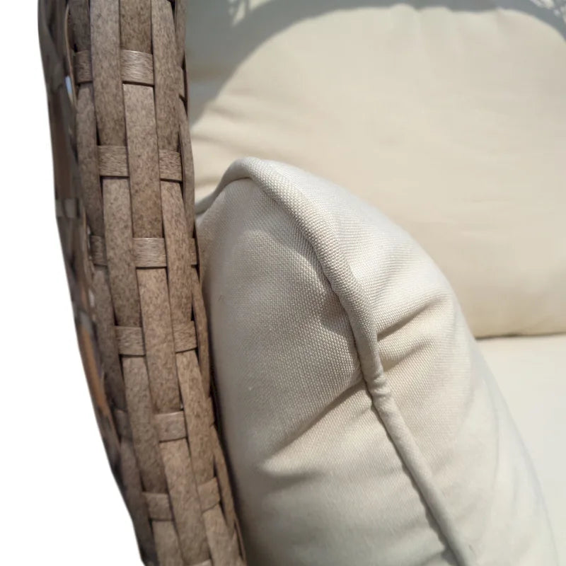 Fauteuil œuf pivotant en grès Rio Vista avec coussins – 30 L x 36 l x 57 H